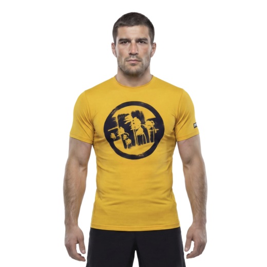 Koszulka Sportowa Mesh PIT BULL "LOGO PALMS" - żółty