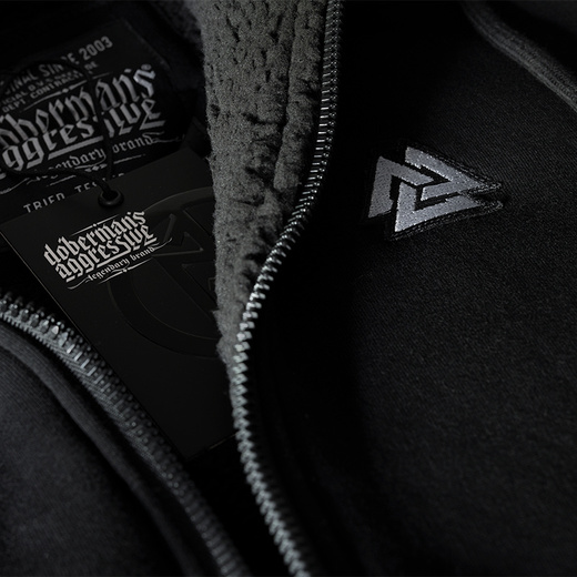 Dobermans Aggressive &quot;VALKNUT KZ251&quot; Sheepskin Zip Hoodie - Black