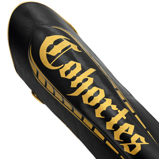 Ochraniacze na goleń i stopę skórzane Cohortes "Aculeo Armis" black/gold