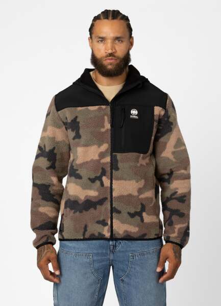 Bluza polarowa rozpinana z kapturem PIT BULL "JOYNER" - woodland camo