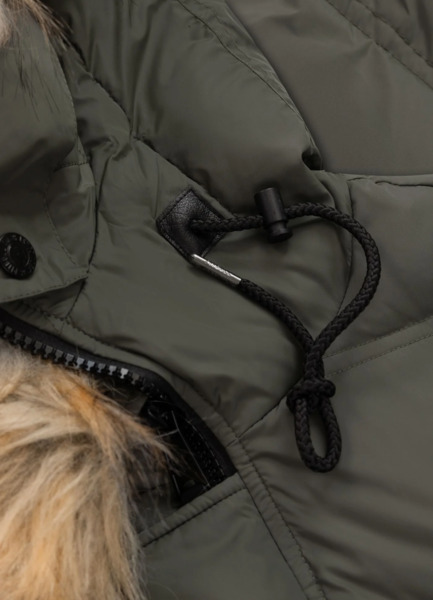 Kurtka zimowa pikowana parka z kapturem PIT BULL "KINGSTON II" - oliwkowy