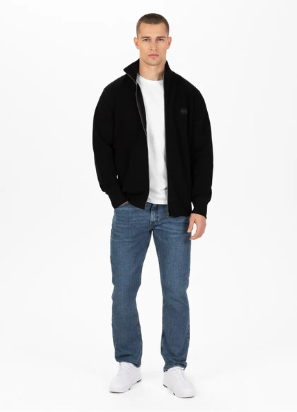 PIT BULL "Pique Logo" zip-up sweatshirt - black