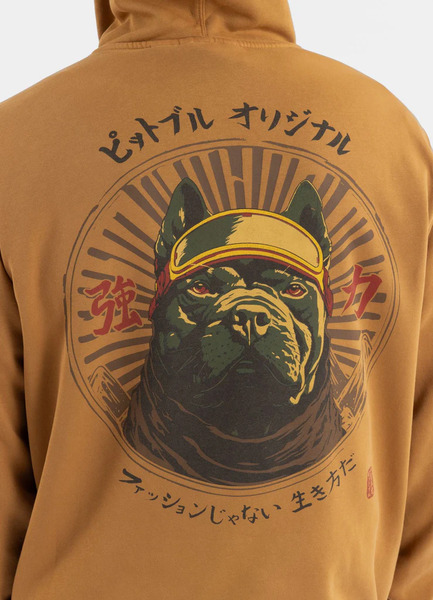 Bluza męska rozpinana z kapturem washed PIT BULL "MT FUJI" - miodowy