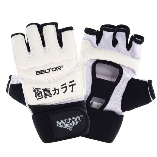 Kyokushin Karate Gloves BELTOR Fireblow with Kanji White