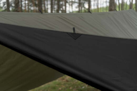 TIGERWOOD T2 Tarp 3×3 Olive/Black + zawiesia Black Silk