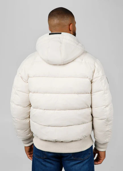 Kurtka zimowa męska z kapturem PIT BULL "GOPHER" - off white