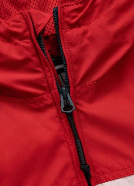 Kurtka przejściowa męska z kapturem PIT BULL "2 Color Longwood" - czerwony/off-white/granatowy