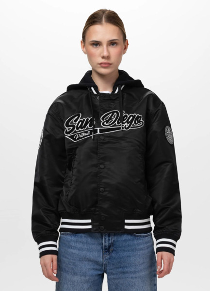 Kurtka przejściowa bejsbolówka z kapturem PIT BULL "ANGELA SAN DIEGO" - czarny