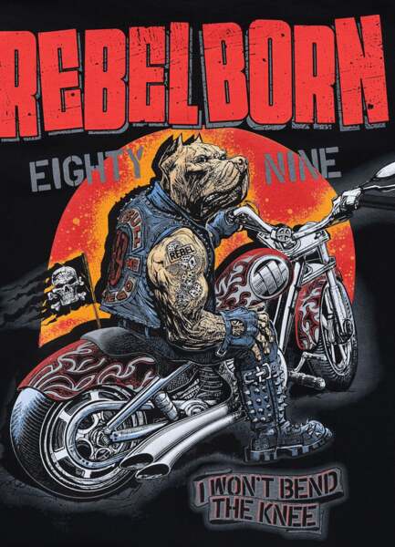 PIT BULL "REBEL BORN" Men's T-Shirt - Black