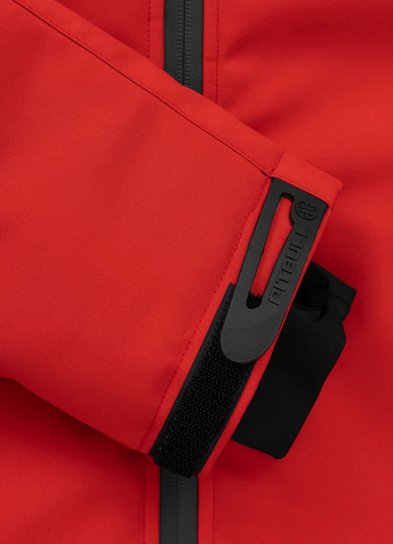 Kurtka zimowa Softshell z kapturem PIT BULL "Rockfish" - czerwony