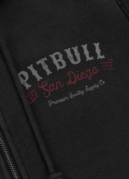 Bluza rozpinana z kapturem PIT BULL Washed "STRENGTH & RESPECT" - ciemny grafit