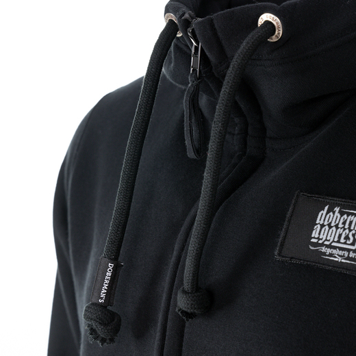 Bluza z kapturem rozpinana Dobermans Aggressive "Effort Performance  BZK261" - czarna