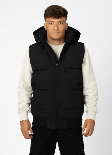 PIT BULL "Patton" Quilted Hooded Vest - Black