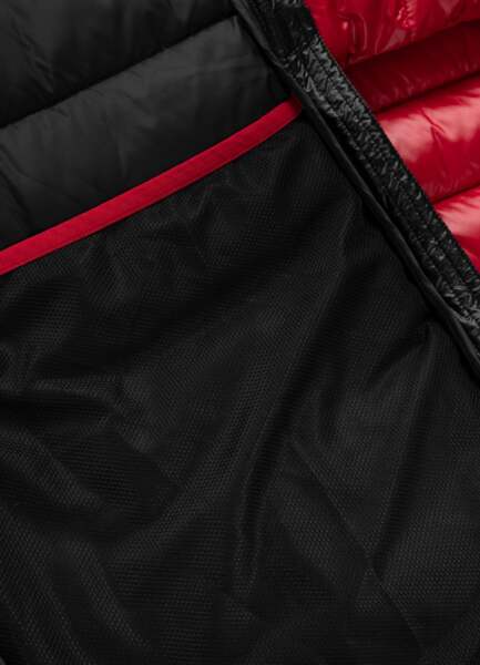 Kurtka zimowa PIT BULL pikowana z kapturem "SHATTO" - czerwony/czarny