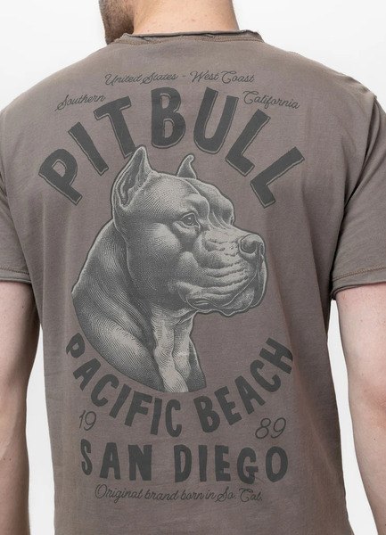Koszulka męska PIT BULL Denim Washed Raw "PACIFIC" - szarobrązowa