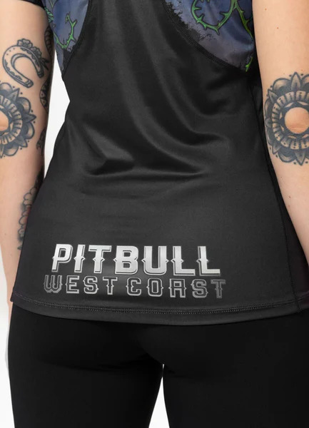 Koszulka sportowa damska PIT BULL Mesh "SANTA MUERTE" - czarny
