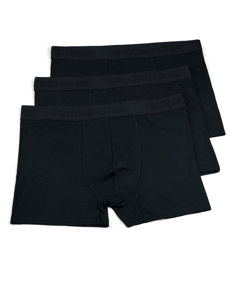 Ground Game Sports Men&#39;s Bamboo Boxer Shorts 3-Pack - Black/Black