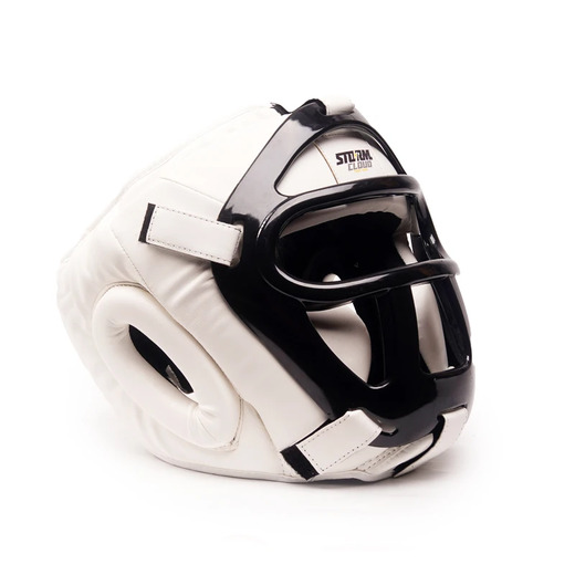 Kask bokserski ochraniacz głowy z kratką StormCloud "HG1" - białe