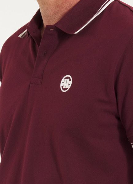 Koszulka Polo Pit Bull Pique Stripes Regular - bordowy