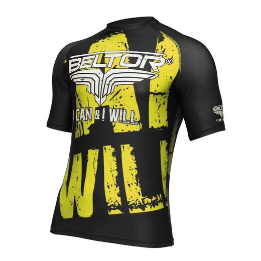 Rashguard krótki rękaw Beltor "Cage Raze" kompresyjny - żółty
