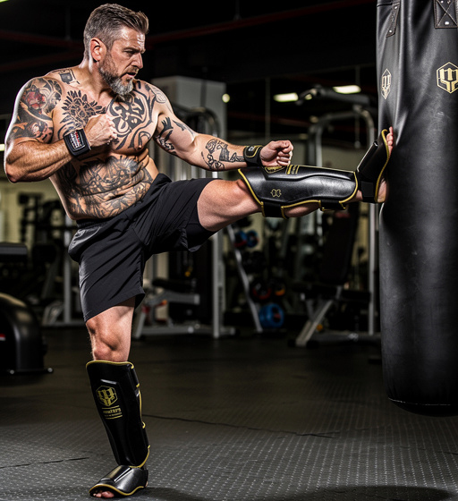 Ochraniacz na goleń i stopę Masters Skóra NS-30 - złote