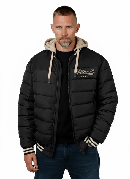 Kurtka zimowa męska z kapturem PIT BULL "HIDDEN" - czarny