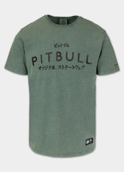 PIT BULL Denim Washed Men&#39;s T-Shirt &quot;MT. FUJI&quot; - Dark Green