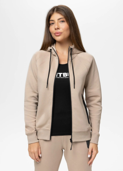 Bluza damska rozpinana z kapturem PIT BULL "EXPLORY" - cappuccino