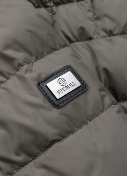 Kurtka zimowa PIT BULL pikowana z kapturem FOOTHILL - szarozielony