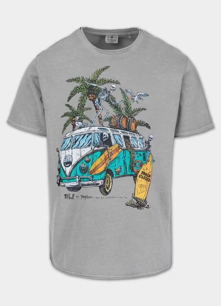 PIT BULL Denim Washed &quot;OPEN BEACH&quot; Men&#39;s T-Shirt - Gray