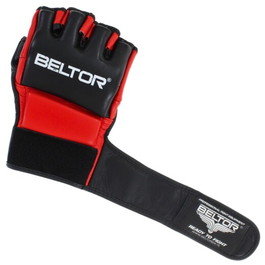 Beltor One MMA Leather Gloves - Black/Red