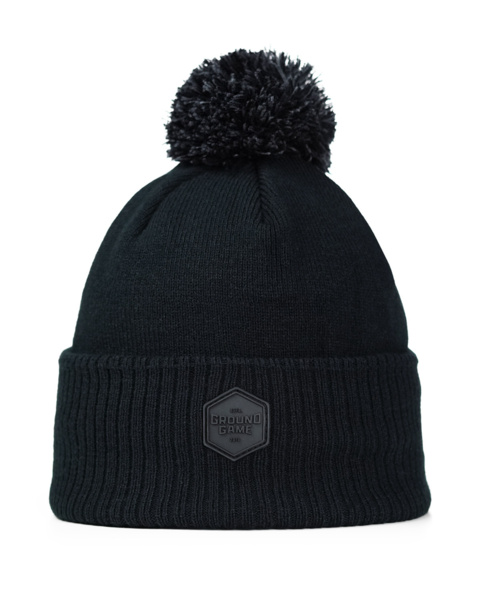 Ground Game "Label" Winter Hat with Pompom - Black