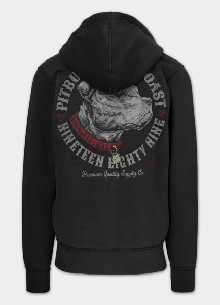 Bluza męska z kapturem washed PIT BULL "STRENGTH & RESPECT" - ciemny grafitowy