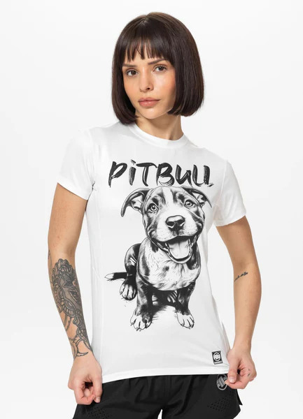 Koszulka sportowa damska PIT BULL Mesh "PUPPY" - biały