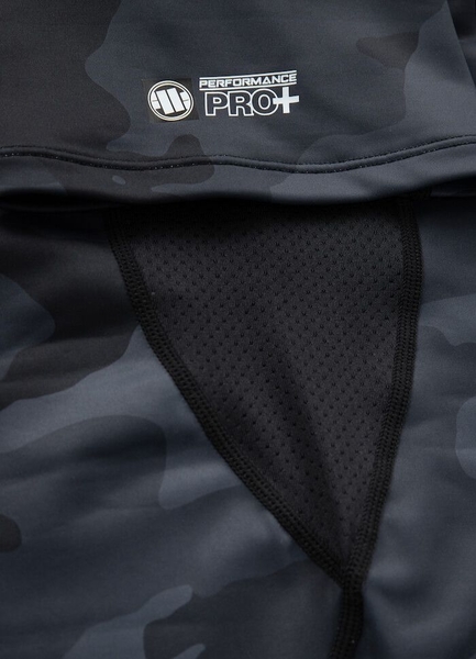 Rashguard PIT BULL short sleeve Performance "Small Logo All Black Camo"