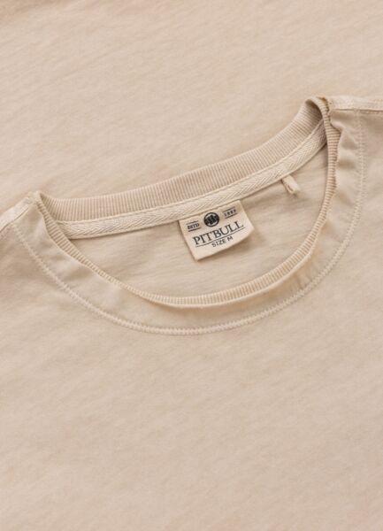 PIT BULL Denim Washed Raw Men&#39;s T-Shirt &quot;PACIFIC&quot; - Light Sand