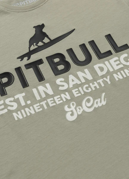 PIT BULL &quot;SURFING DOG&quot; men&#39;s t-shirt - sage