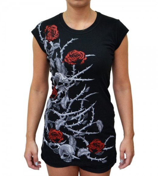 Women&#39;s Full Print Tunic T-shirt &quot;Roses&quot;