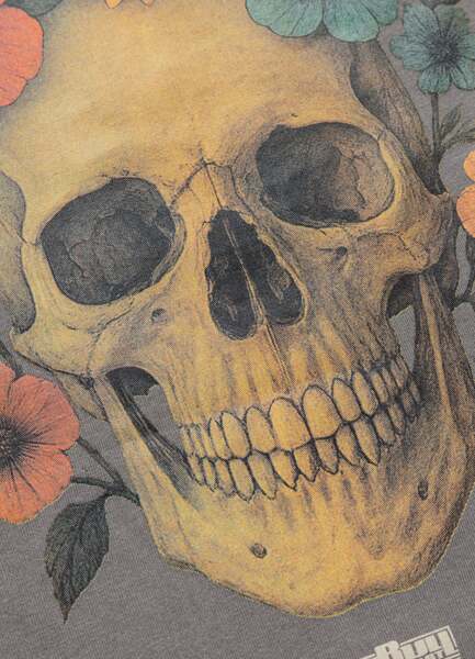 Koszulka damska PIT BULL Denim Washed "BLOOMS & BONES" - szary