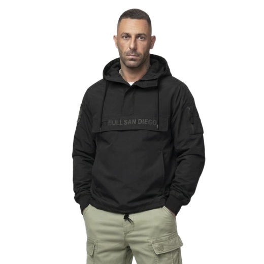 PIT BULL "MEANDRO" transitional hooded kangaroo jacket - black