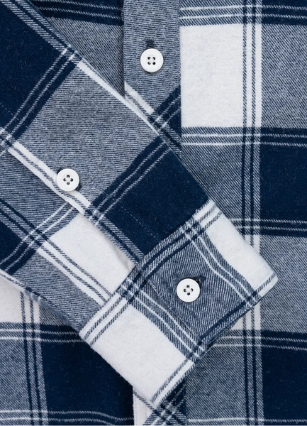 Koszula flanelowa "Mitchell" PIT BULL - granatowo/biała