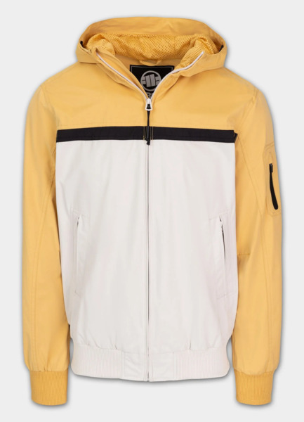 Kurtka przejściowa męska z kapturem PIT BULL "2 Color Longwood" - żółty/czarny/off-white