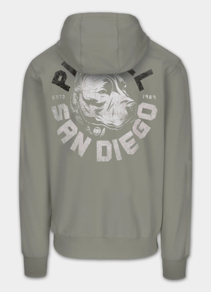 Men&#39;s Zip-Up Hoodie PIT BULL &quot;DOG SD&quot; - Sage