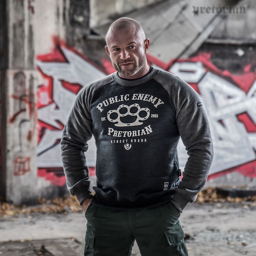 Raglan sweatshirt Pretorian "Public Enemy" - graphite