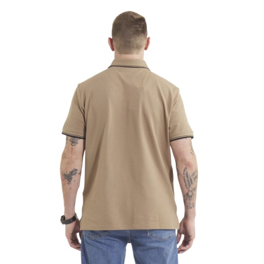 Koszulka Polo Pit Bull Pique Stripes Regular - jasny brązowy