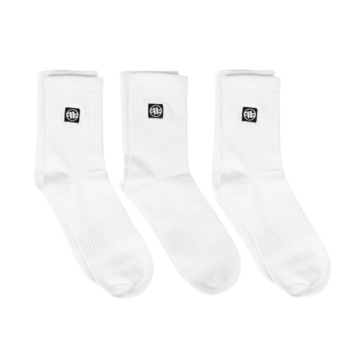 PIT BULL High Ankle Logo Thin Socks 3-Pack - White