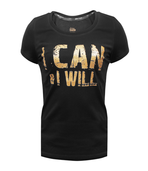 BELTOR BW T-SHIRT LADIES SLIM "I CAN AND I WILL" czarny/black S B0690 *