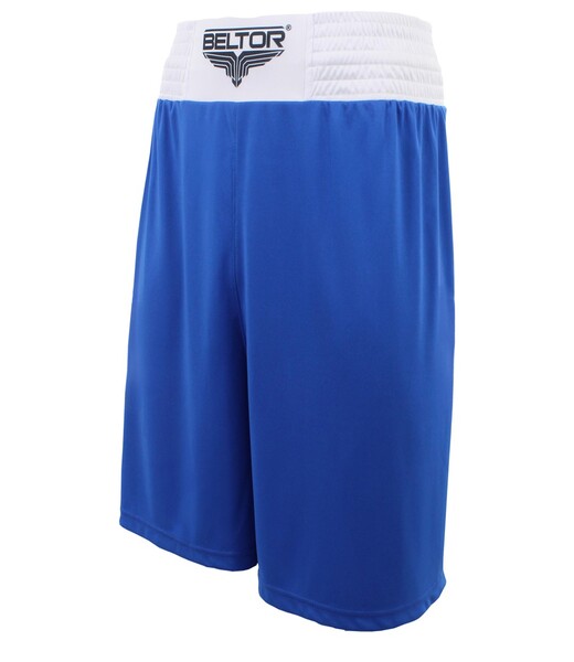 BELTOR BW SPODENKI BOKSERSKIE TRENINGOWE / BOXING SHORTS "PUNCHER" HAFT niebieski/biały - blue/white M B2787 *