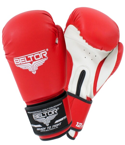 BELTOR RĘKAWICE BOKSERSKIE / BOXING GLOVES SPARTACUS czerwony-biały/red-white 10oz B1863