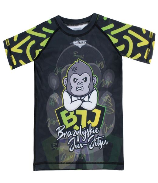 BELTOR BW RASHGUARD SHORT SLEEVE "BJJ GORILLA KID" czarny/black 152 B2137